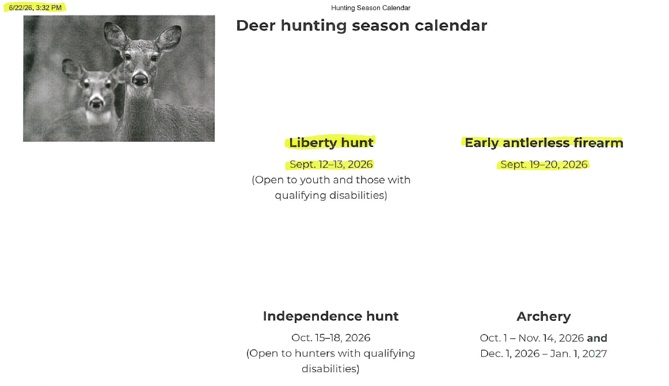 2026 2027 deer hunting calendar
